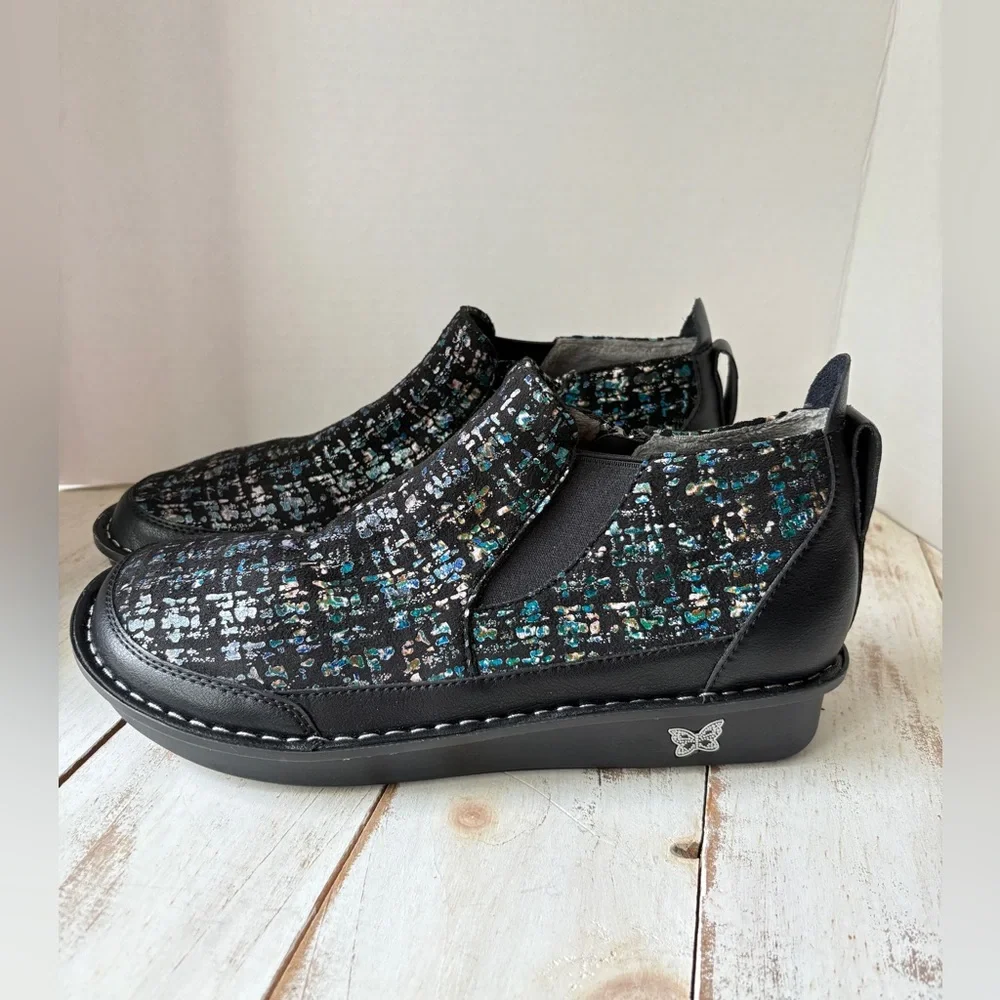 Alegria tweed Nell slip-on ankle boot leather comfort shoe PG Lite sz 41 EUC - Picture 3 of 13